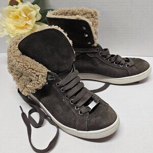UGG Starlyn Shearling High Top Sneakers Boots Shoes Brown 1019896 8 USA 39